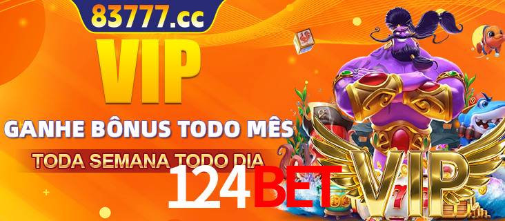 Banner promocional do 124bet oferecendo 100% de recompensas adicionais contínuas para quem fizer o login diário (Daily sign-in), com um mascote de coelho.