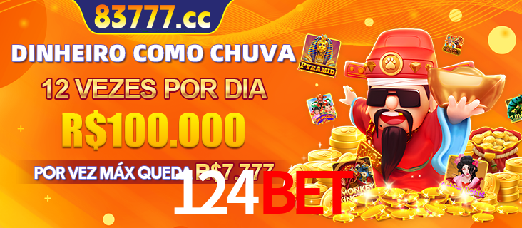 Banner do programa de recompensas Recomende para amigos do 124bet, detalhando os bônus por convidar amigos, com prêmios que chegam a R$288.888.