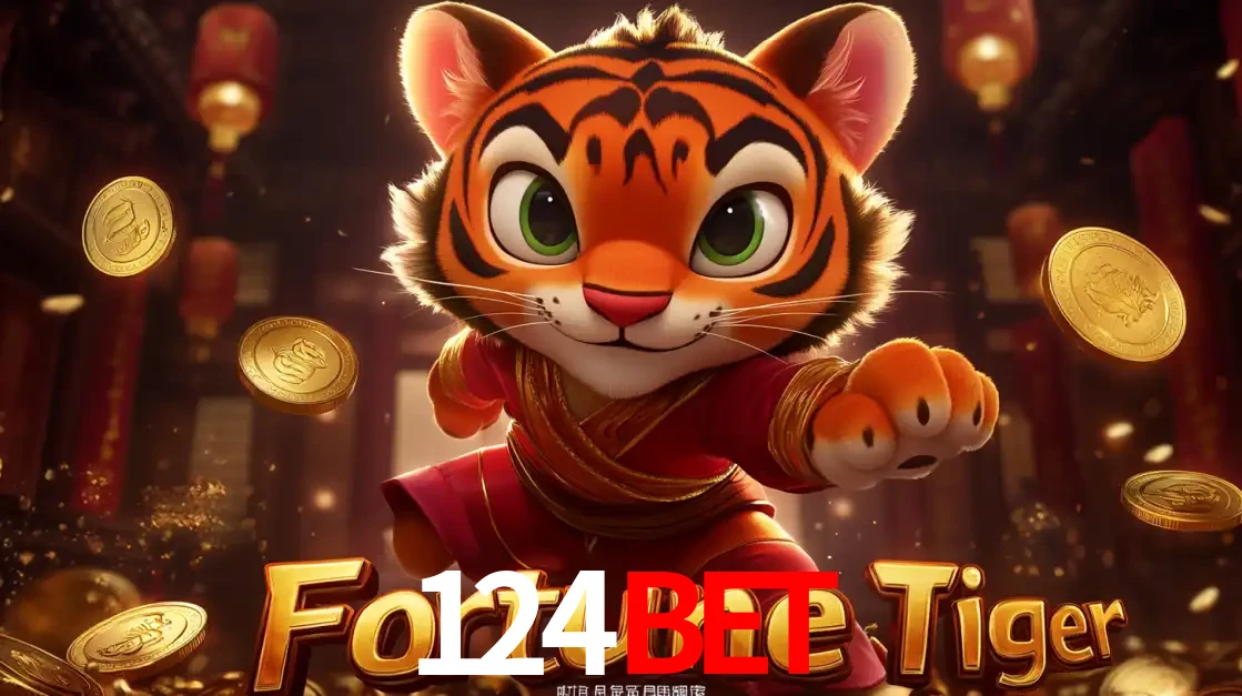 O carismático mascote do jogo de slot Fortune Tiger, um tigre fofo em pose de artes marciais, pronto para trazer sorte e multiplicadores de ganhos no cassino online 124bet.