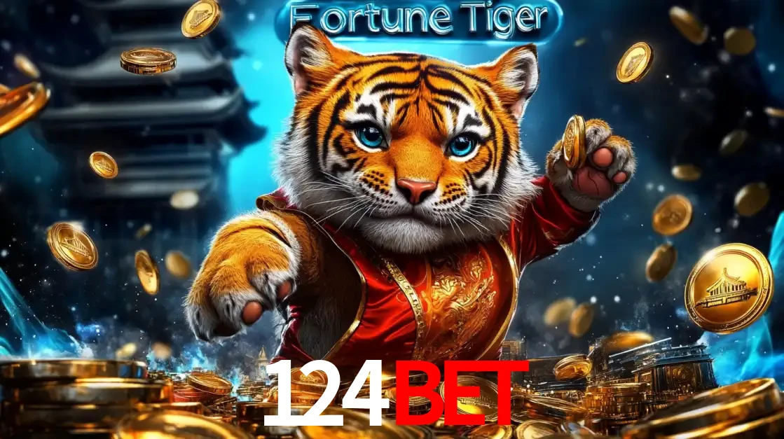 Imagem promocional do jogo de slot Fortune Tiger, com um tigre majestoso em traje tradicional cercado por uma fortuna em moedas de ouro, disponível agora no cassino 124bet.